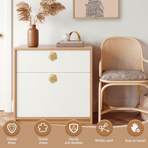 Elegant Gold Flower Cabinet Drawer Knobs