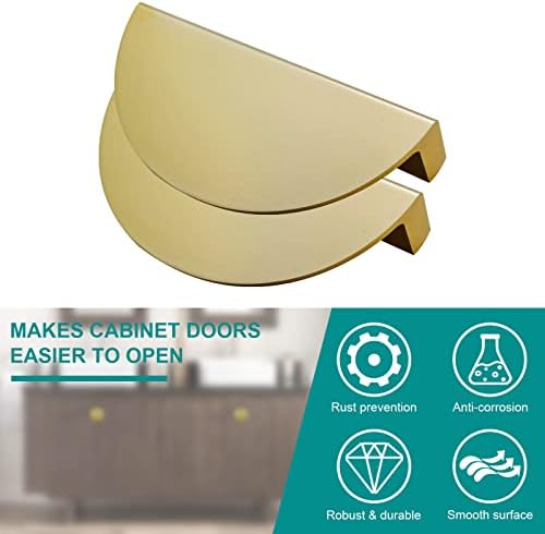 Premium 2-Piece Drawer Cabinet Pulls Brass Half-Moon Handles