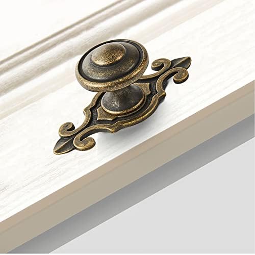 4Pcs Antique Bronze Retro Cabinet Knobs with Fleur de Lis Backplates