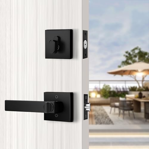 Probrico Matte Black Exterior Door Locksets with Deadbolt Set