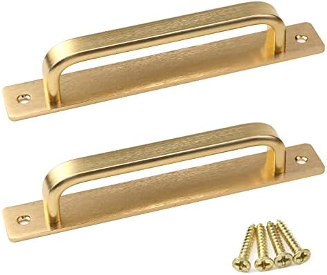 2pc Barn Door Handles Aluminum Alloy Flush Flat Base Gold Kitchen Cabinets