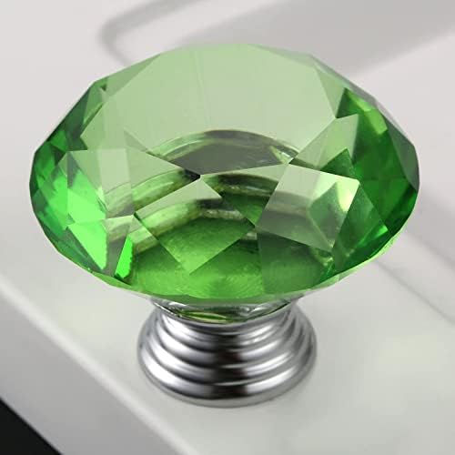 Mtsooning 40mm Green Crystal Knob 2PCS Set