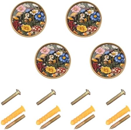 EtherSpher Beauty Meadow 4-Piece Boho Dresser Knobs Pulls Gold 126 Inch 32mm