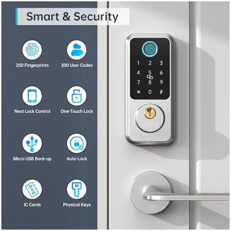 Smart Security Design Fingerprint Wi-Fi Door Lock with Style