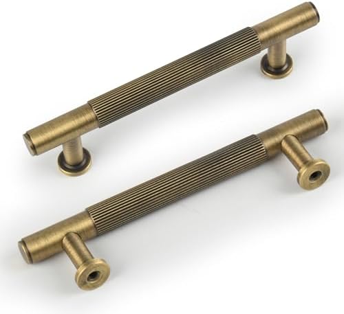 5-Piece Antique Brass Kitchen Cabinet Pulls for Drawers Cabinets