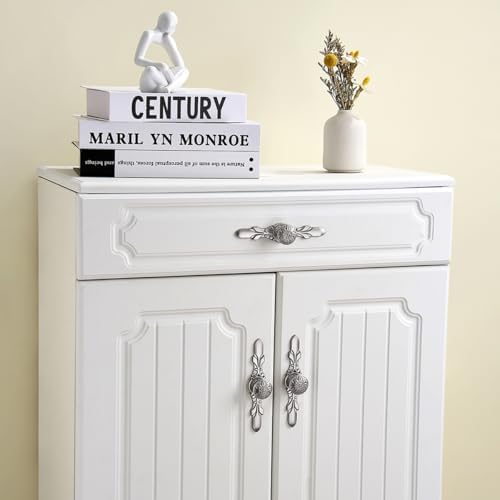 Modern Nickel Cabinet Knobs with Plates - 5 Pack