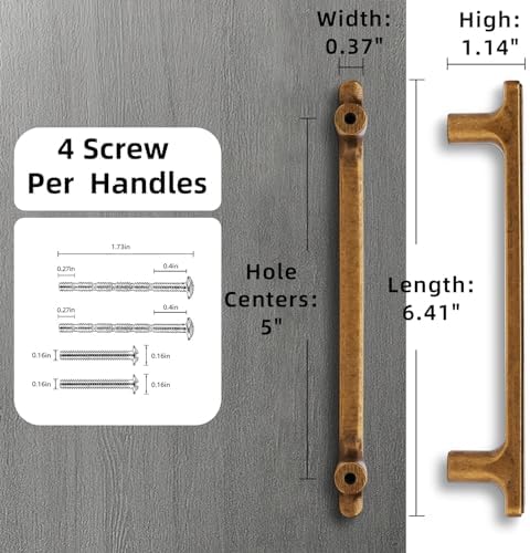 10-Piece Antique Brass Cabinet Pulls with Simple Installation