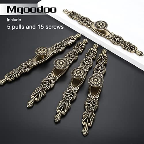 Mgoodoo 5-Piece Antique Bronze Knobs with 15 Screws for cabinets