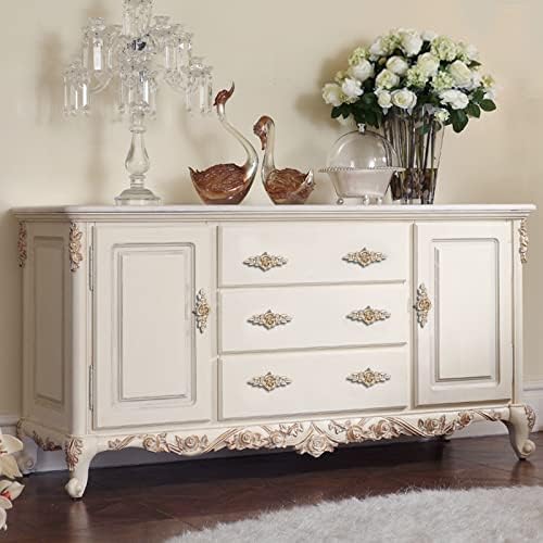 Elegant Rose Knobs - 5-Piece Set for Cabinets with Backplate