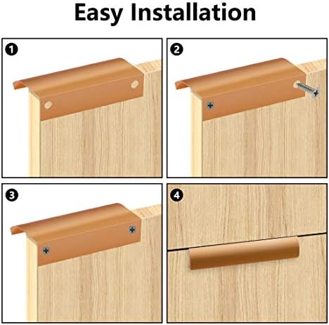 BokWin 6Pcs 80mm Modern Style Concealed Drawer Handles in Rose Gold