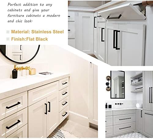 GoldenWarm 5 Pack Black Cabinet Handles Maze 4 Square stainless steel