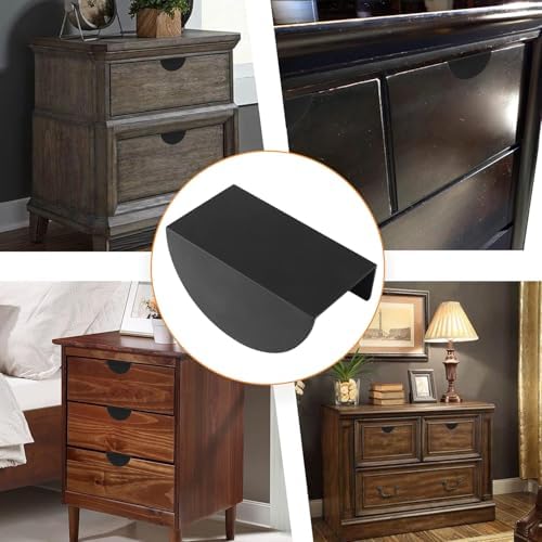 MOROBOR 4pcs Half Moon Cabinet Pulls Aluminum Alloy Handles Black