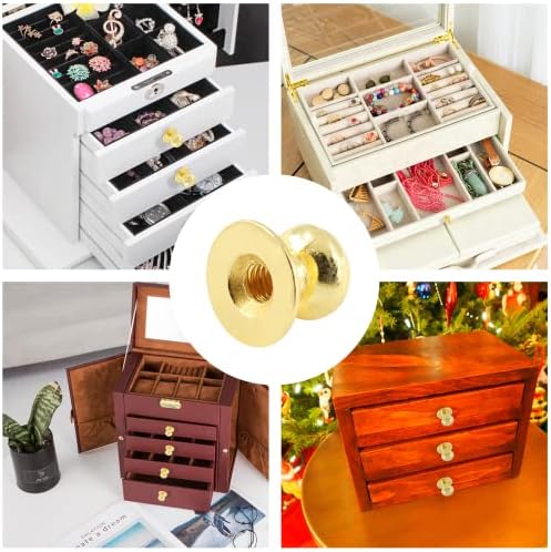 12Pcs Mini Round Head Knobs Gold Finish