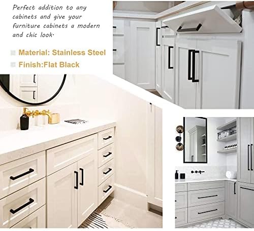 GoldenWarm 5-Pack Black Stainless Steel Cabinet Pulls