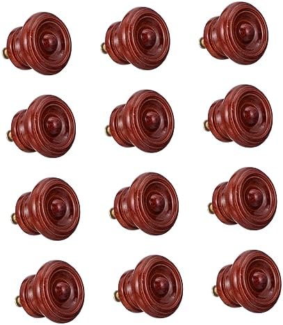 12pcs Brown Wood Drawer Pull Cabinet Hardware