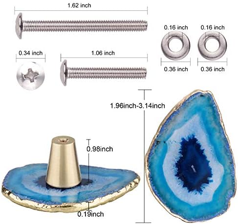 4 Elegant Agate Slice Drawer Knobs wScrews