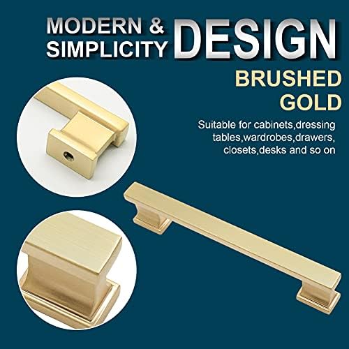 Modern brushed Satin brass 10 Pack 5 Drawer Pulls