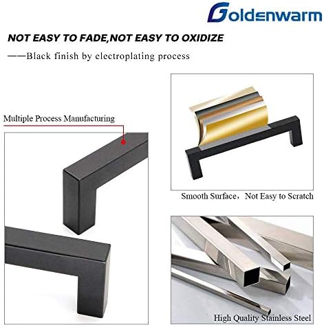 GoldenWarm 5-Pack Black Stainless Steel Cabinet Pulls