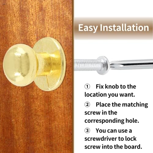 12Pcs Mini Round Head Knobs Gold Finish