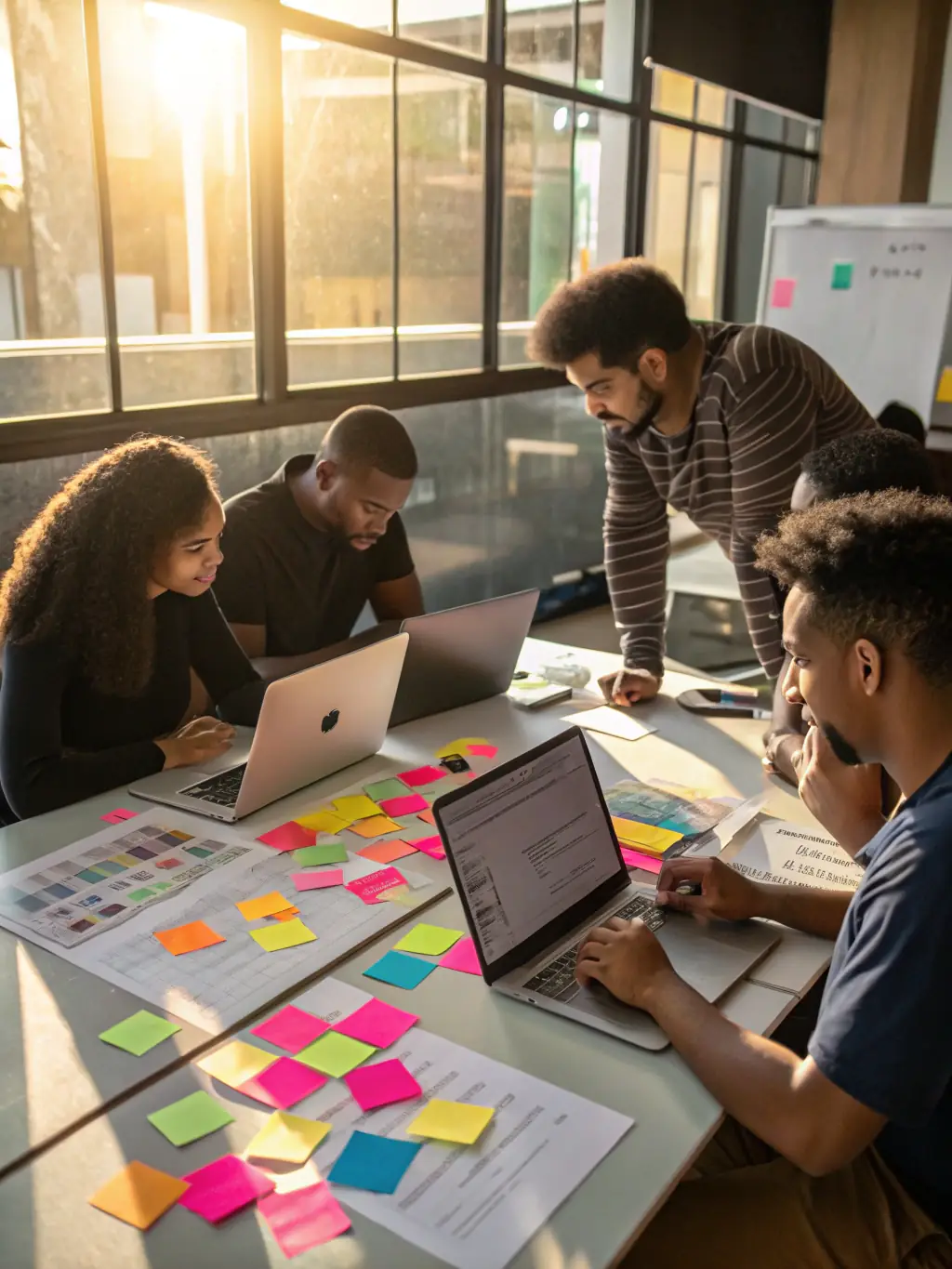A software development team collaborating on a project, emphasizing VEXARATECH's expertise in custom software solutions and technology integration.