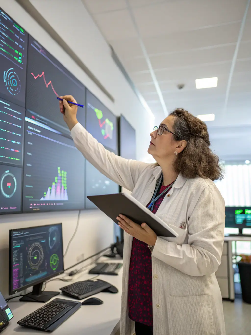 A data scientist analyzing data visualizations to provide actionable insights for a client's business decisions.